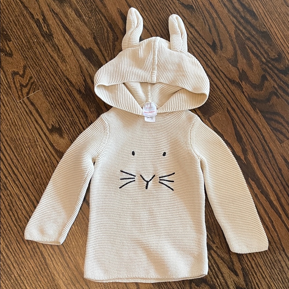Hanna Andersson Cream Bunny Ear Hoodie 2T